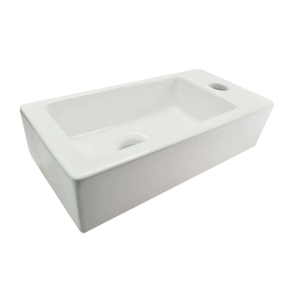 Rhea Mini Fontaine Rectangulaire Wiesbaden 36X18X9Cm en Céramique Blanche (Sortie d'eau Droite)