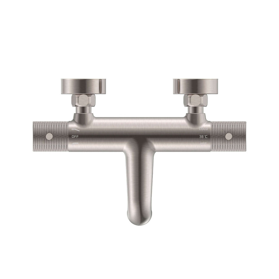 Ribbd Thermostatische Badmengkraan Wiesbaden Middenafstand 15 cm Geborsteld Staal