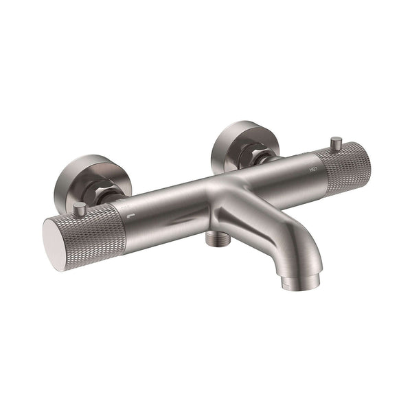 Robinet thermostatique de baignoire cannelé Wiesbaden entraxe 15 cm acier brossé