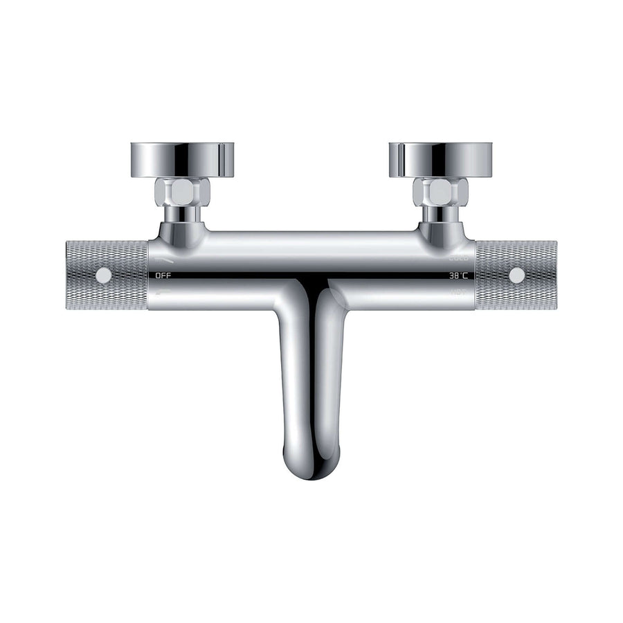Gerippte Thermostatische Badarmatur Wiesbaden mit Herzabstand 15 Cm in Chrom