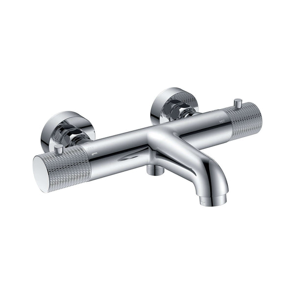 Robinet thermostatique de baignoire cannelé Wiesbaden avec entraxe 15 cm en chrome