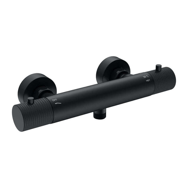Mitigeur thermostatique de douche cannelé entraxe 15 cm noir mat