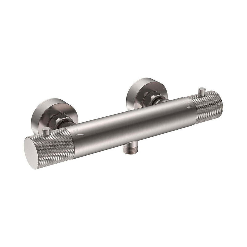 Ribbd thermostatische douchemengkraan hartafstand 15 cm geborsteld staal PVD