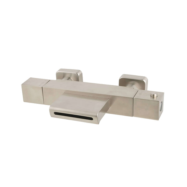 Robinet de baignoire Rombo Wiesbaden cascade thermostatique carré en acier inoxydable