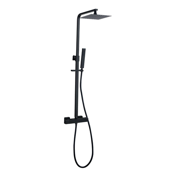 Rombo Eco Zwanzig Regendusche Wiesbaden mit Thermostatarmatur 20 cm, Aufbau in mattschwarz