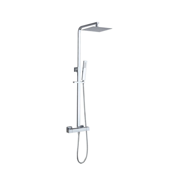 Rombo Eco Zwanzig Regenduschset Wiesbaden Aufbau mit Thermostatarmatur 20Cm in Chrom