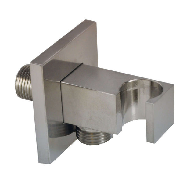 Rombo Wandaansluitbocht mit Handduschhalter quadratisch 1/2" gebürsteter Stahl PVD