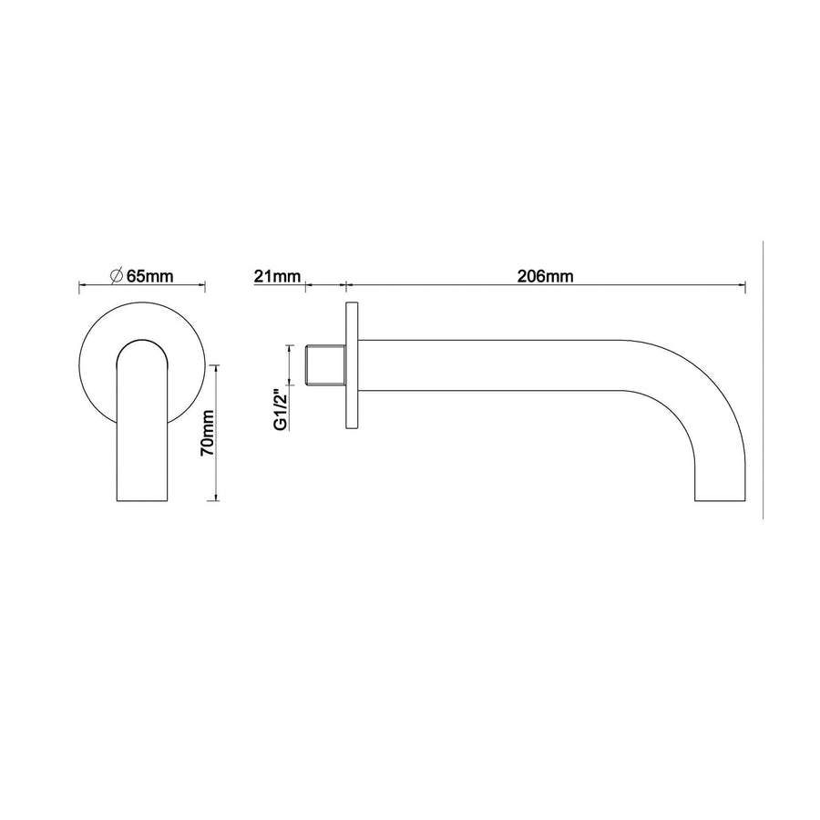Ronde bec encastré Wiesbaden 20 Cm, 1/2'' en Gunmetal