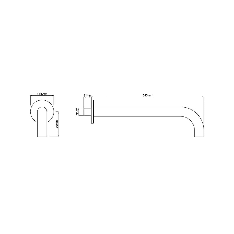 Ronde Inbouwuitloop Wiesbaden 30 Cm 1/2'' in geborsteld koper