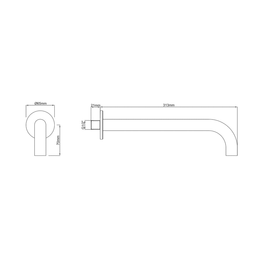Robinet de lavabo à bec rond Wiesbaden 31,3 cm mat noir