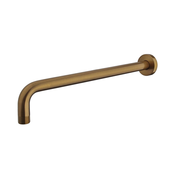 Bras de douche courbé rond Caral Wiesbaden support mural 35 cm en bronze cuivré brossé