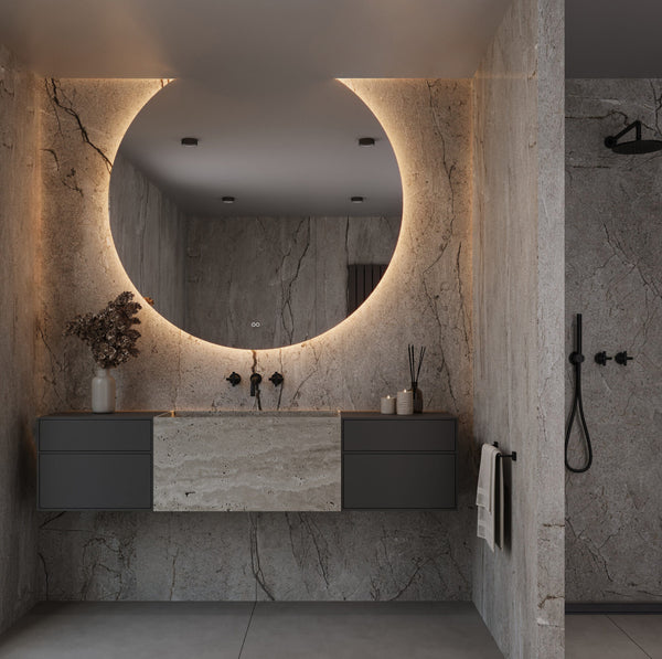 Ronde Plafondspiegel met Indirecte LED-Verlichting in de Ronding - Hipp Design