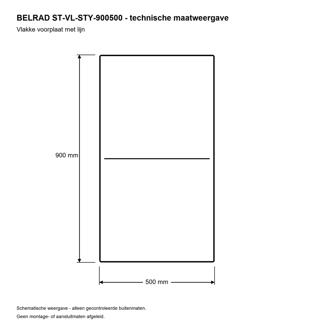 Belrad ST-VL-STY-900500 900x500 mm - technische maatweergave