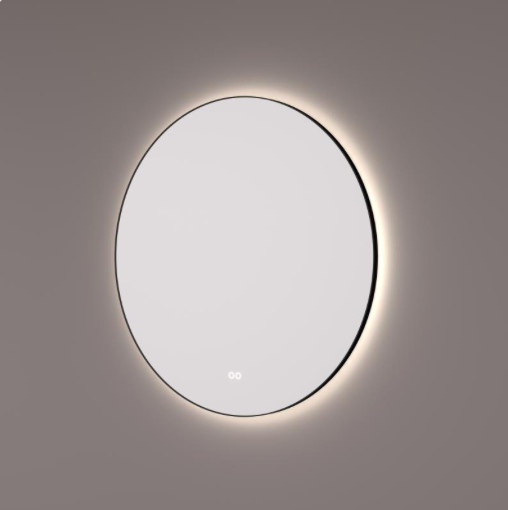 Hipp Design SPV 13500 BL ronde mat zwarte spiegel met indirecte kleurenwissel verlichting en verwarming