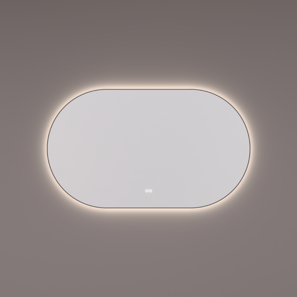 Hipp Design SPV 13700 BL ovaal-rechte spiegel mat zwart met indirecte kleurwissel verlichting