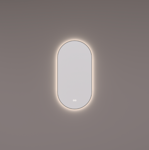 Hipp Design SPV 13900 BL ovaal-rechte spiegel mat zwart met indirecte kleurenwissel verlichting en verwarming