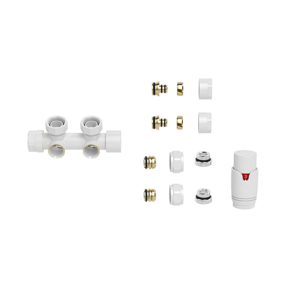 Set thermostatisch onderblok haaks links/rechts glans wit
