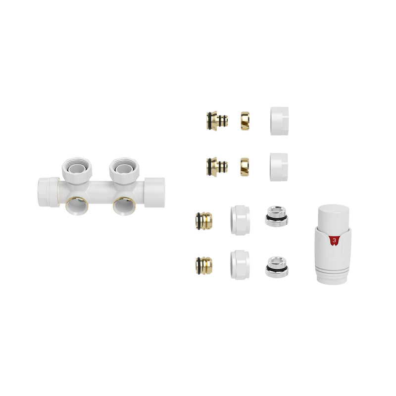 Thermostatischer Unterblock senkrecht links/rechts glänzend weiß einstellen