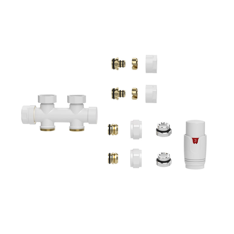 Set thermostatisches Unterblock gerade glänzend weiß