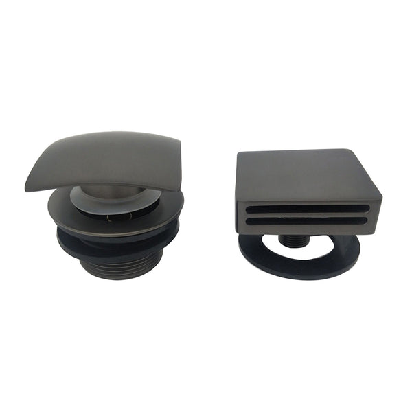 Ensemble bouton/bouchon trop-plein de baignoire + fonction de remplissage carré gunmetal