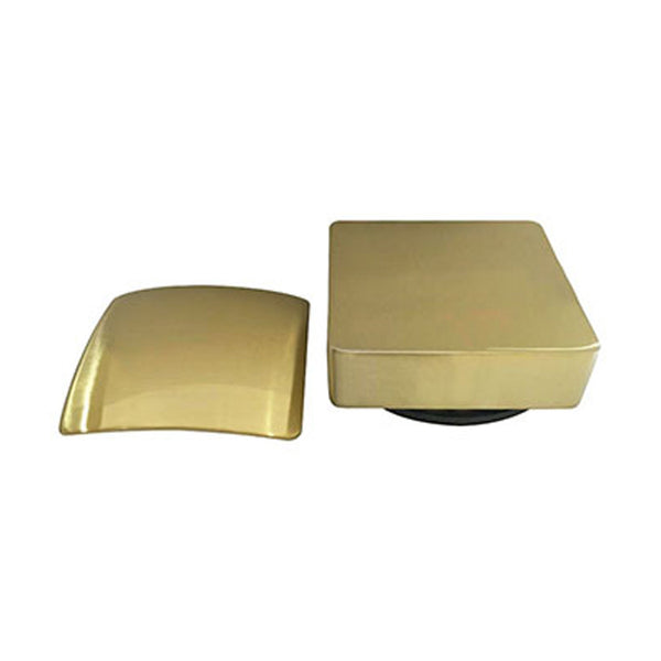 Ensemble bouton/bouchon trop-plein baignoire + fonction remplissage carré laiton brossé PVD
