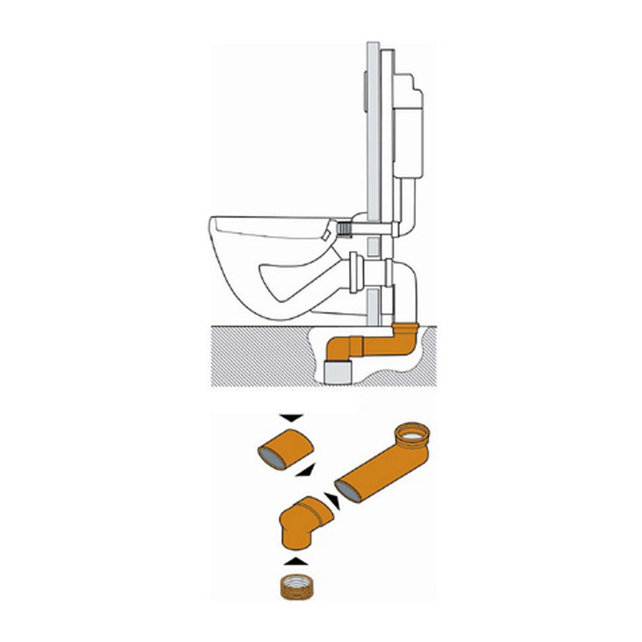 Verstellbarer Sprungbogen 15-35cm, Einbauhöhe 80 mm, 90-110mm Anschlüsse