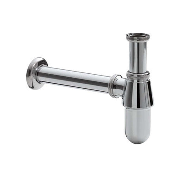 Siphon de gobelet standard Wiesbaden rond avec tuyau mural et rosace en chrome