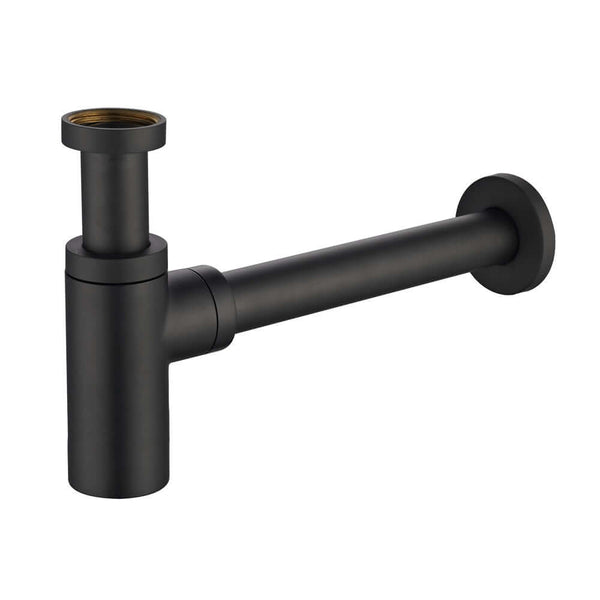 Star Luxury 5/4 Tuyau mural noir mat avec rosace siphon, Wiesbaden