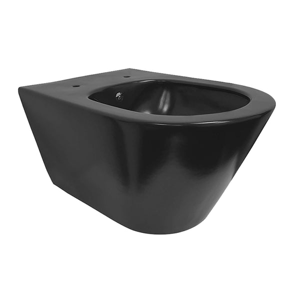 Luxe toilette suspendue sans rebord Wiesbaden 53 cm avec fonction bidet en noir mat