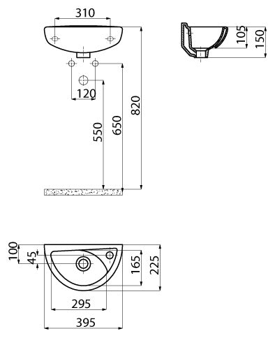 Creavit Loop TP040-00CB00E-0000 glanzend wit - technische tekening