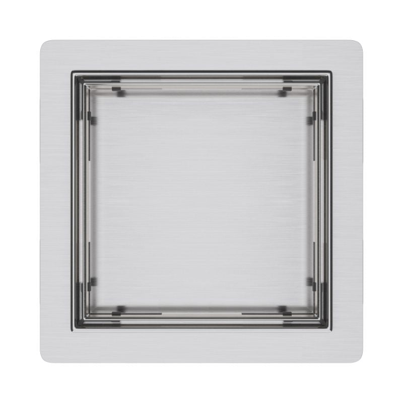 ALONI DOUCHEPUT - MET TEGELROOSTER - 15X15CM - GEBORSTELD RVS - detailafbeelding