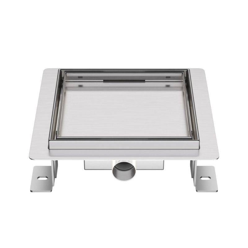 ALONI DOUCHEPUT - MET TEGELROOSTER - 15X15CM - GEBORSTELD RVS - detailafbeelding