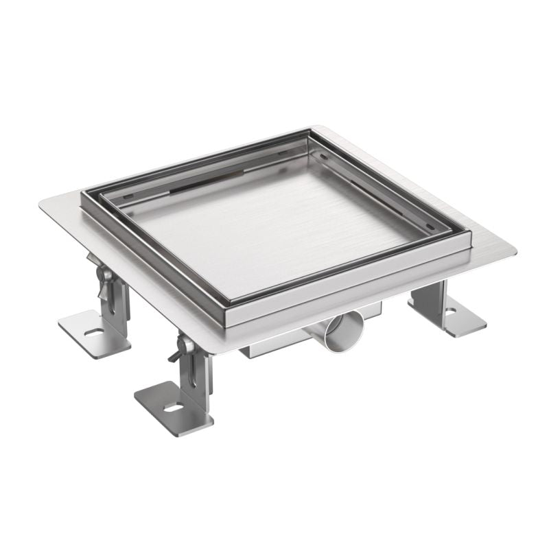 ALONI DOUCHEPUT - MET TEGELROOSTER - 15X15CM - GEBORSTELD RVS - detailafbeelding