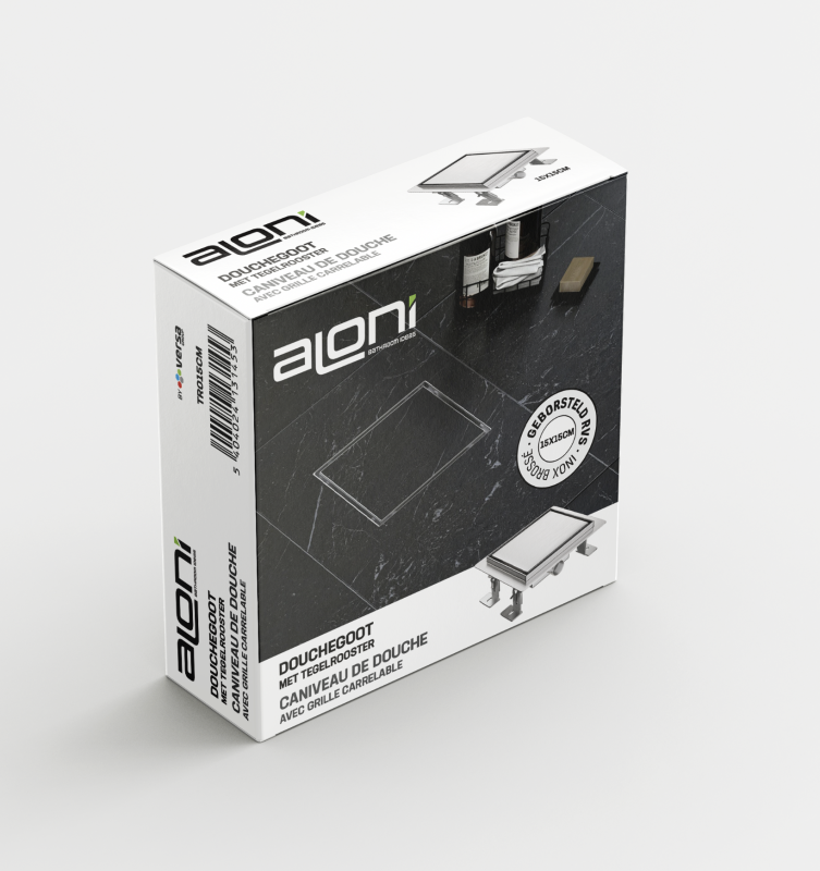 ALONI DOUCHEPUT - MET TEGELROOSTER - 15X15CM - GEBORSTELD RVS - detailafbeelding