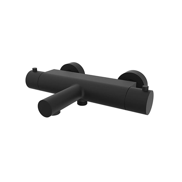 Robinet de bain thermostatique Wiesbaden Style, toucher frais, hauteur 15 cm mat noir