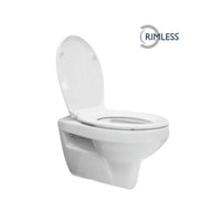 Trevi wandcloset rimless met Ultimo 3.0 toiletzitting softclose en quick release glans wit