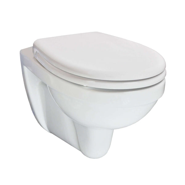 Trevi WC suspendu raccourci Kiwa avec siège de toilette Menir softclose et libération rapide blanc brillant
