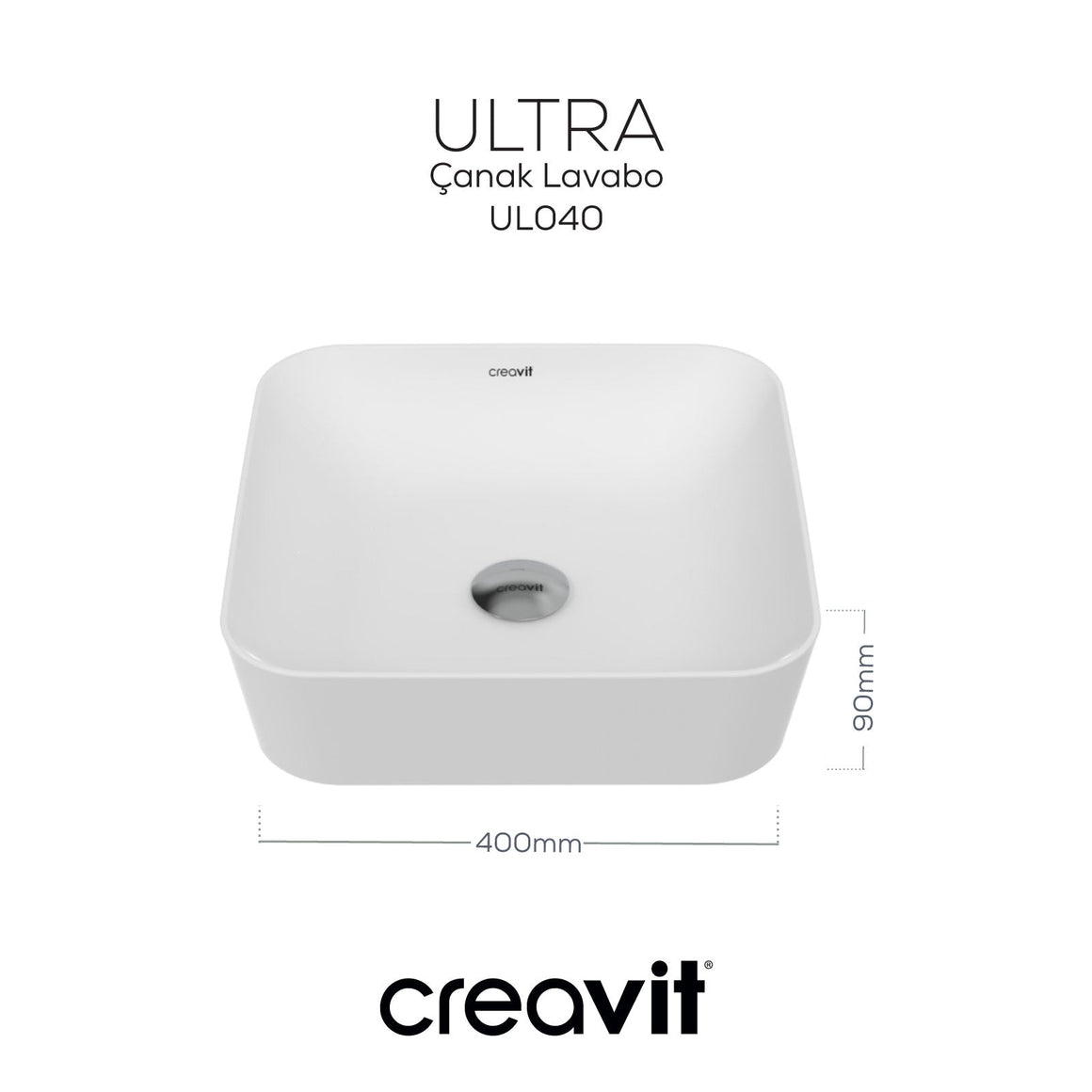 Creavit Ultra opbouwwastafel 40 cm wit