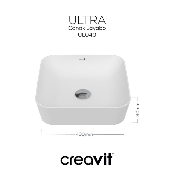 Creavit Ultra Keramische Opbouwwastafel Vierkant 40 cm - Wit