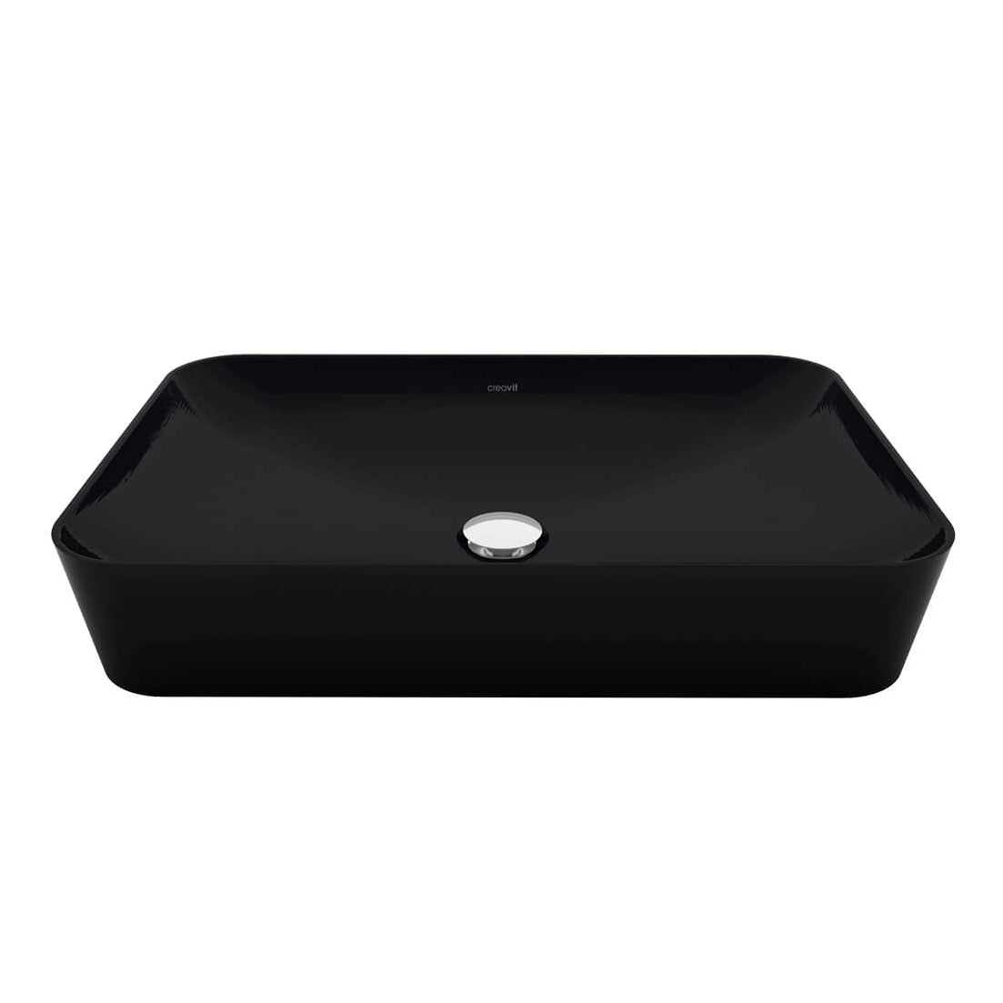 CREAVIT ULTRA WASKOM - OPBOUW - ZONDER OVERLOOP - ZONDER KRAANGAT - KERAMIEK - 60X11X40 CM  - HOUTSKOOL ZWART