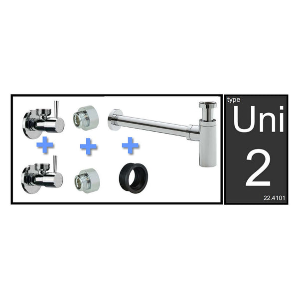 Ensemble de raccordement siphon Uni-2 avec siphon chrome
