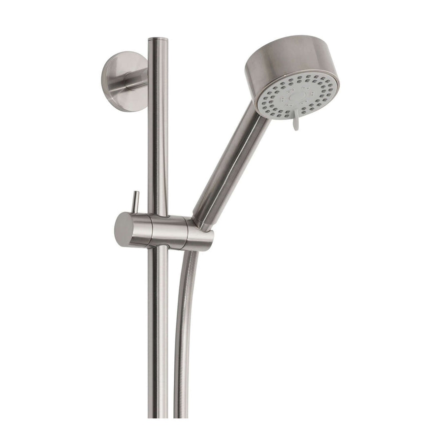 UniMatch Cadans glijstangset compleet met handdouche 3 standen Ø 8 cm geborsteld staal PVD