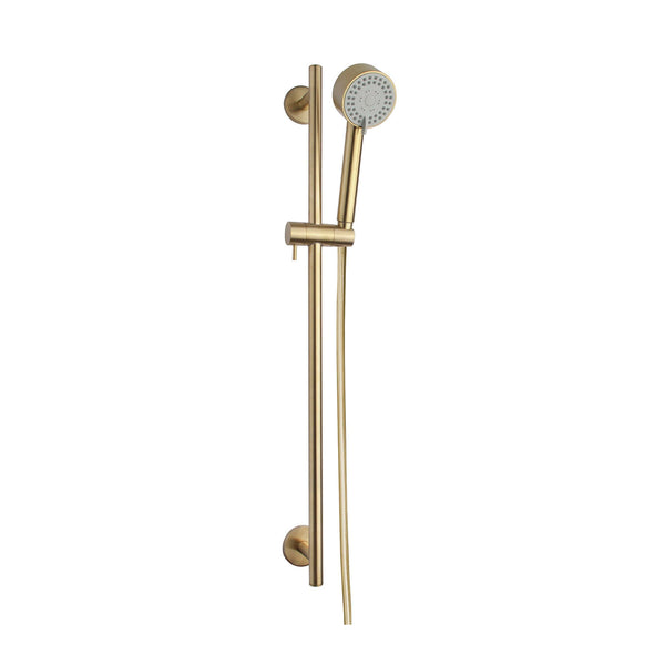 UniMatch Cadans ensemble barre coulissante complet avec douchette 3 positions Ø 8 cm laiton brossé PVD