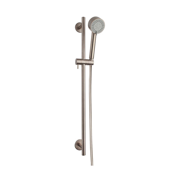 UniMatch Cadans ensemble barre coulissante complet avec douchette 3 positions Ø 8 cm acier brossé PVD