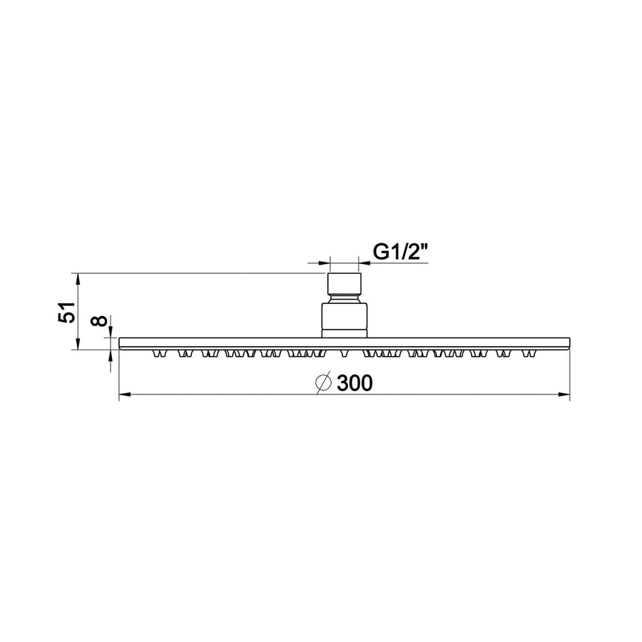 UniMatch Hufbrause rund 30 x 0,8 cm Chrom