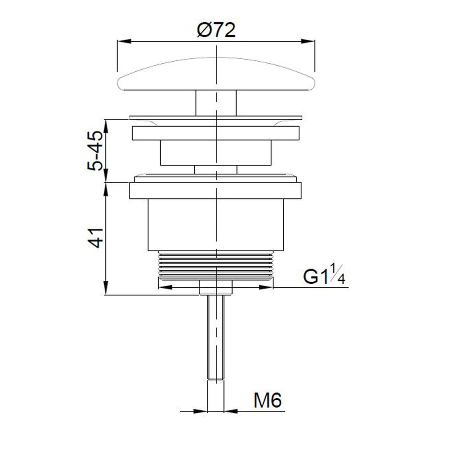 UniMatch open afvoerplug 5/4'' geborsteld messing PVD