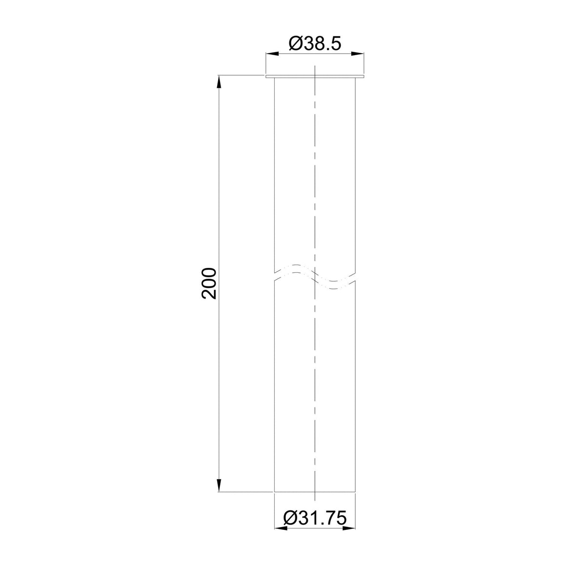 UniMatch sifon verlengbuis 20 cm met kraag geborsteld messing PVD