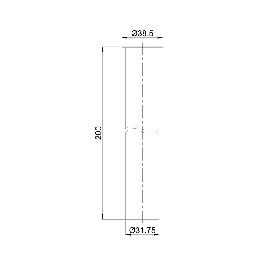UniMatch sifon verlengbuis 20 cm met kraag geborsteld messing PVD