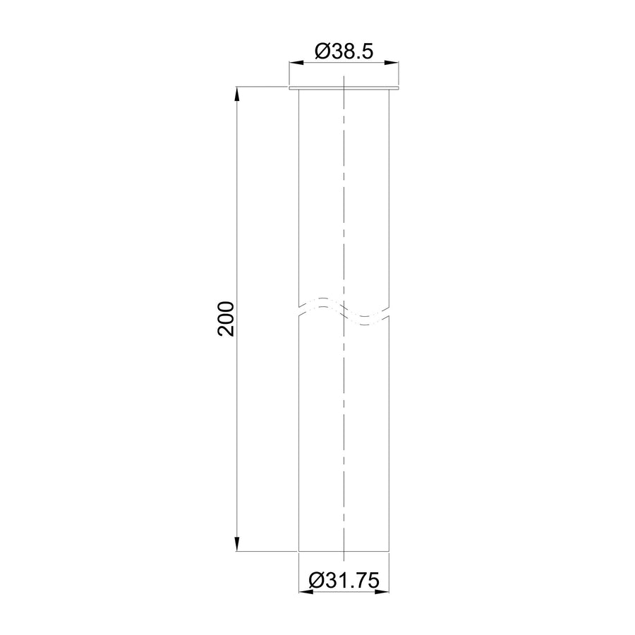 UniMatch sifon verlengbuis 20 cm met kraag geborsteld staal