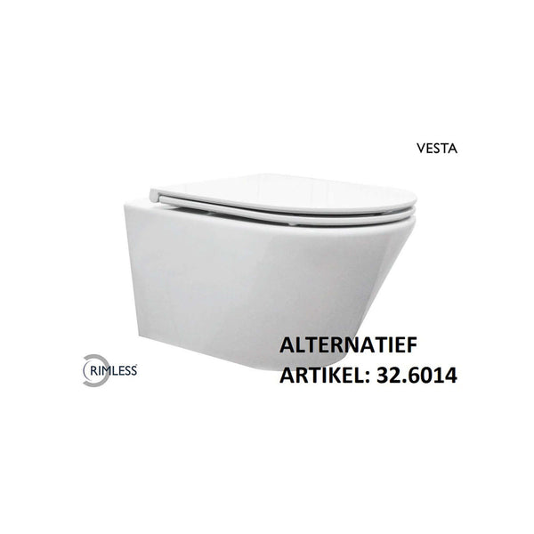 Vesta wandtoilette randlos mit Flatline Toilettensitz softclose und quick release glänzend weiß